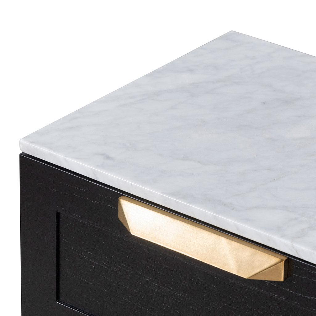 CST6863-CN Bedside Table - Black with Marble Top - Furniture Castle