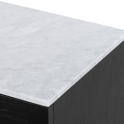 CST6863-CN Bedside Table - Black with Marble Top - Furniture Castle