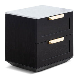 CST6863-CN Bedside Table - Black with Marble Top - Furniture Castle