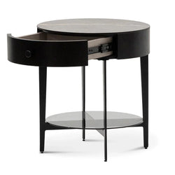 CST6894-IG Round Side Table - Black - Furniture Castle