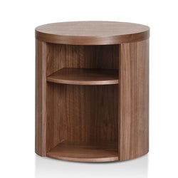 CST8083-BB Round Wooden Bedside Table - Walnut - Furniture Castle