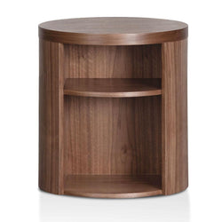 CST8083-BB Round Wooden Bedside Table - Walnut - Furniture Castle