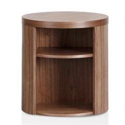 CST8083-BB Round Wooden Bedside Table - Walnut - Furniture Castle