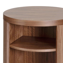 CST8083-BB Round Wooden Bedside Table - Walnut - Furniture Castle