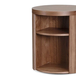CST8083-BB Round Wooden Bedside Table - Walnut - Furniture Castle