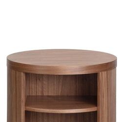 CST8083-BB Round Wooden Bedside Table - Walnut - Furniture Castle