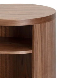 CST8083-BB Round Wooden Bedside Table - Walnut - Furniture Castle