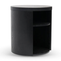 CST8084-BB Round Wooden Bedside Table - Black Mountain - Furniture Castle