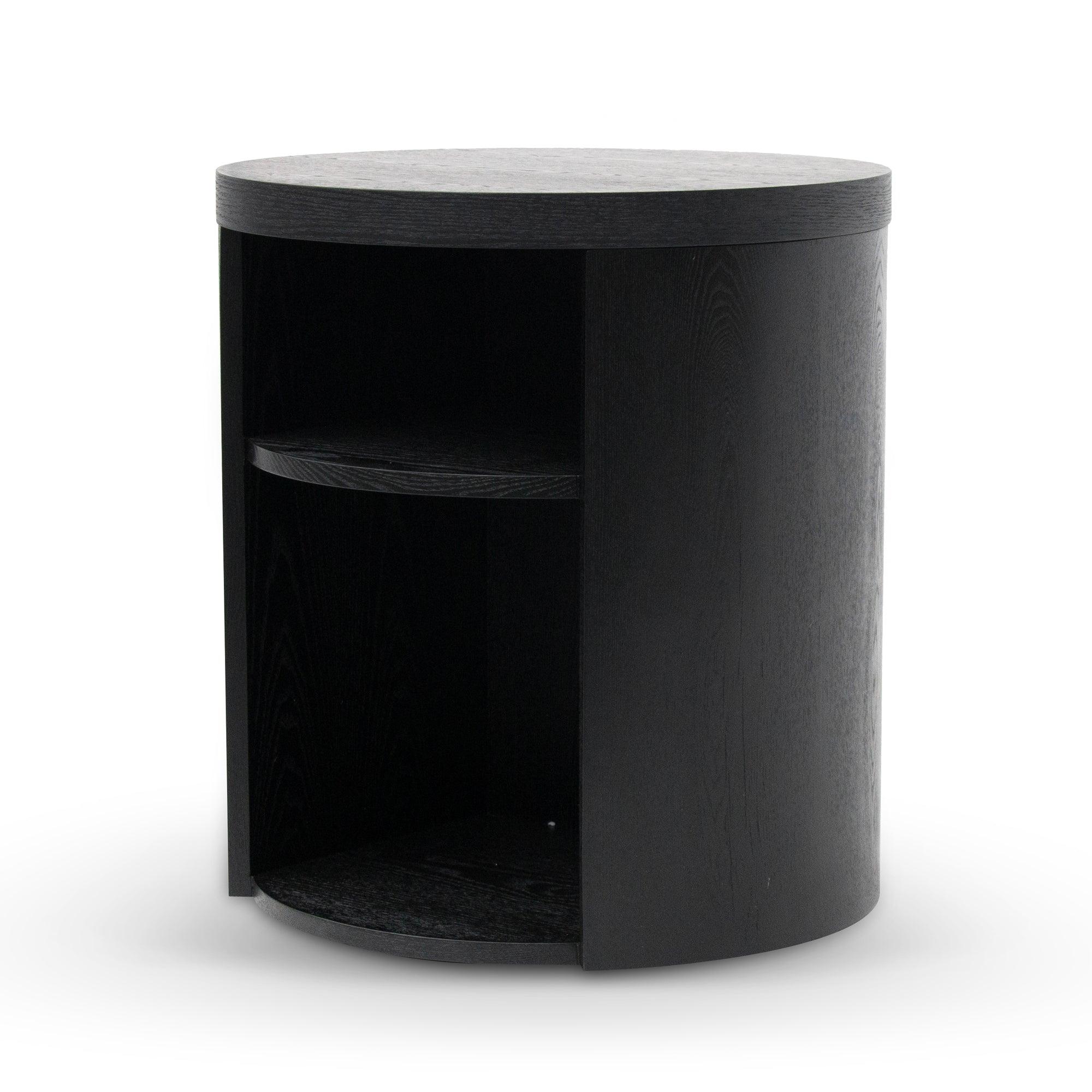 CST8084-BB Round Wooden Bedside Table - Black Mountain - Furniture Castle