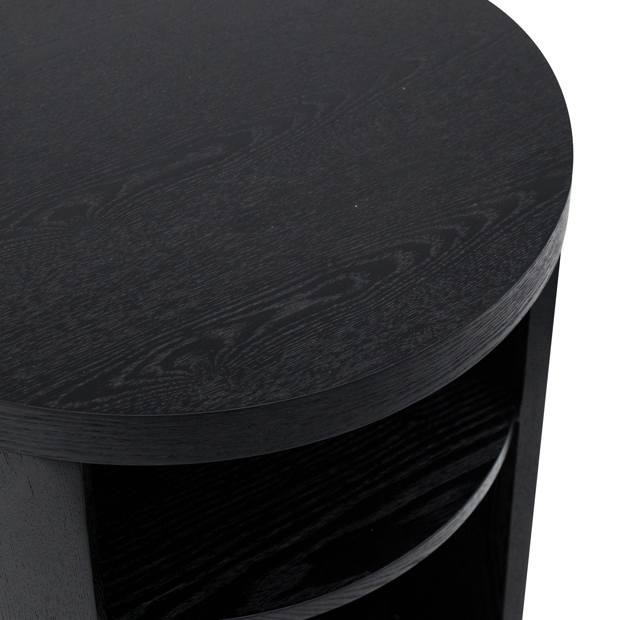 CST8084-BB Round Wooden Bedside Table - Black Mountain - Furniture Castle