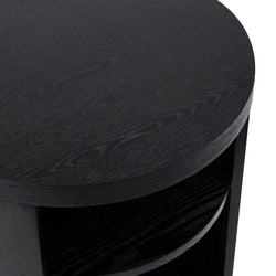 CST8084-BB Round Wooden Bedside Table - Black Mountain - Furniture Castle