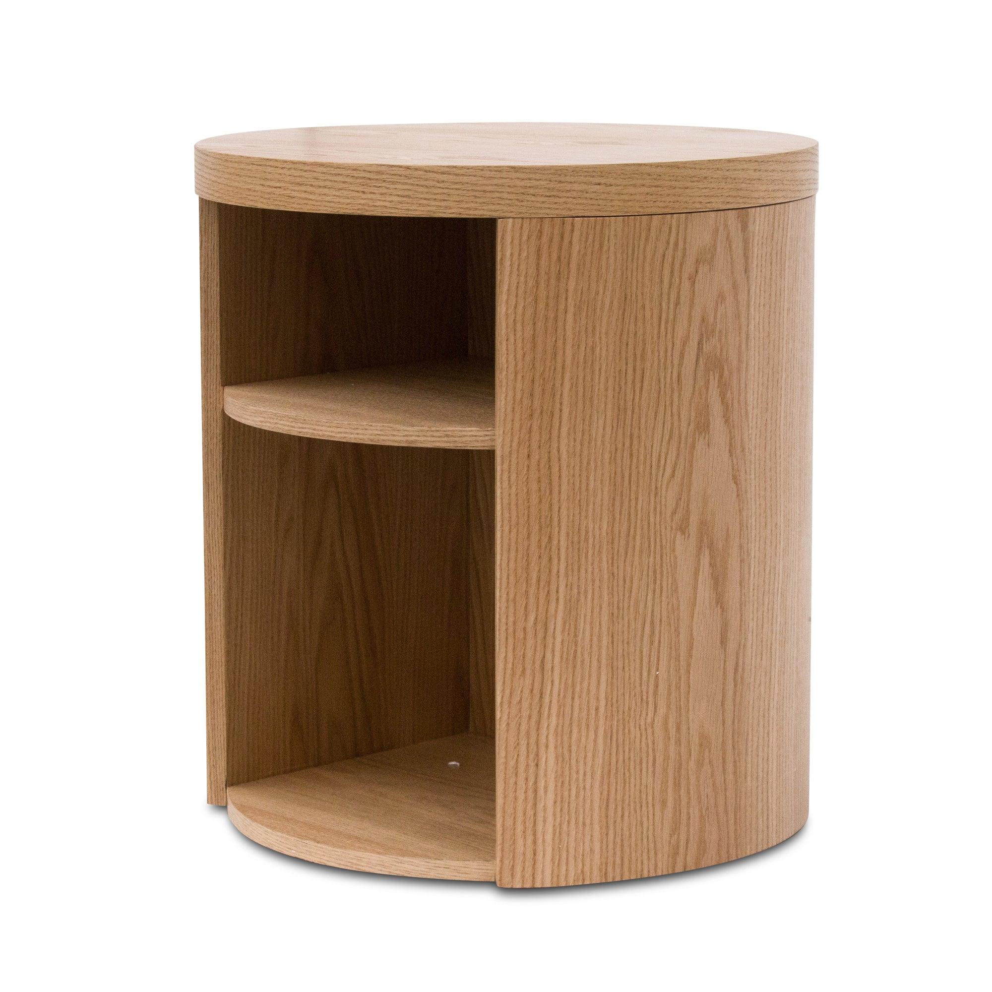 CST8085-BB Round Wooden Bedside Table - Natural - Furniture Castle