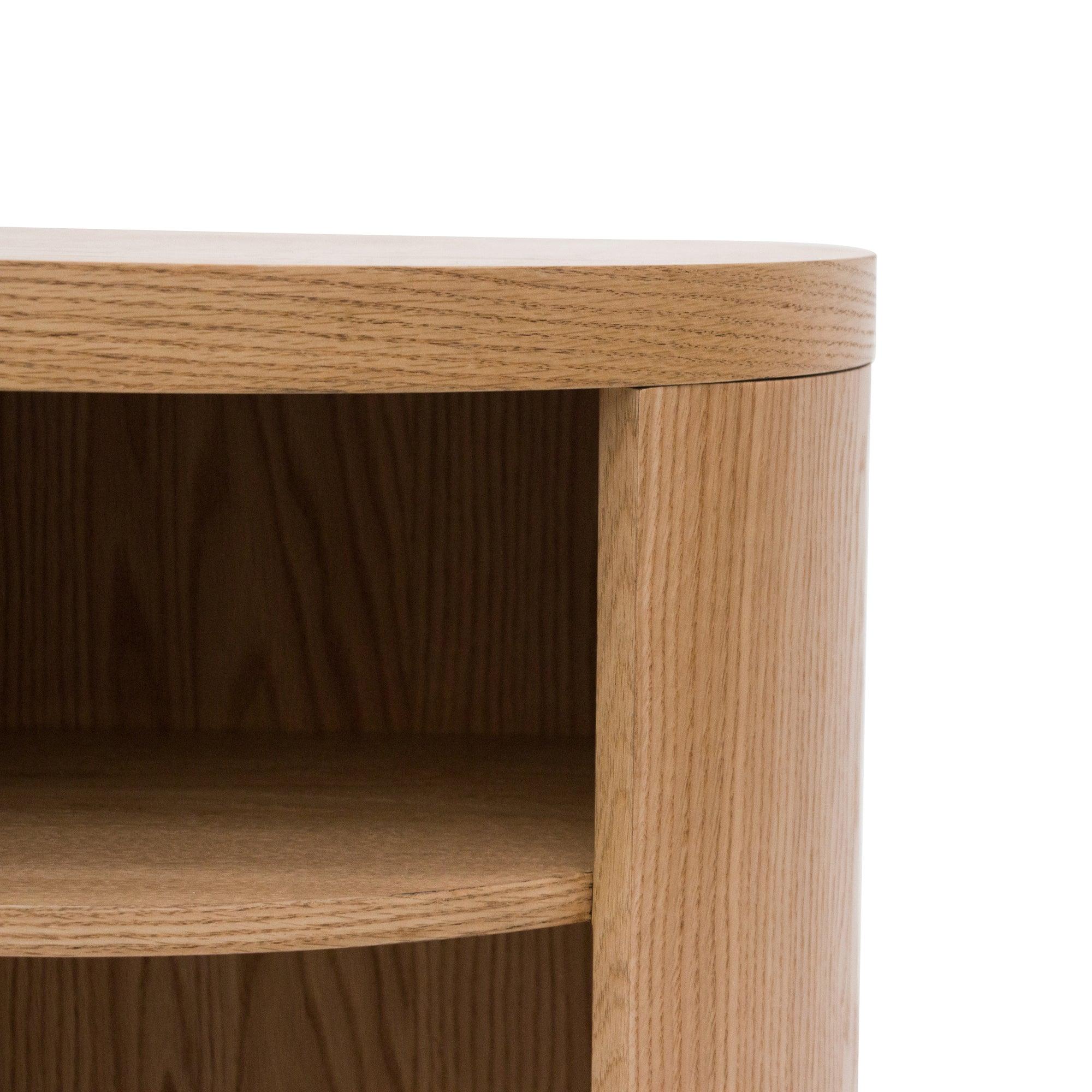 CST8085-BB Round Wooden Bedside Table - Natural - Furniture Castle