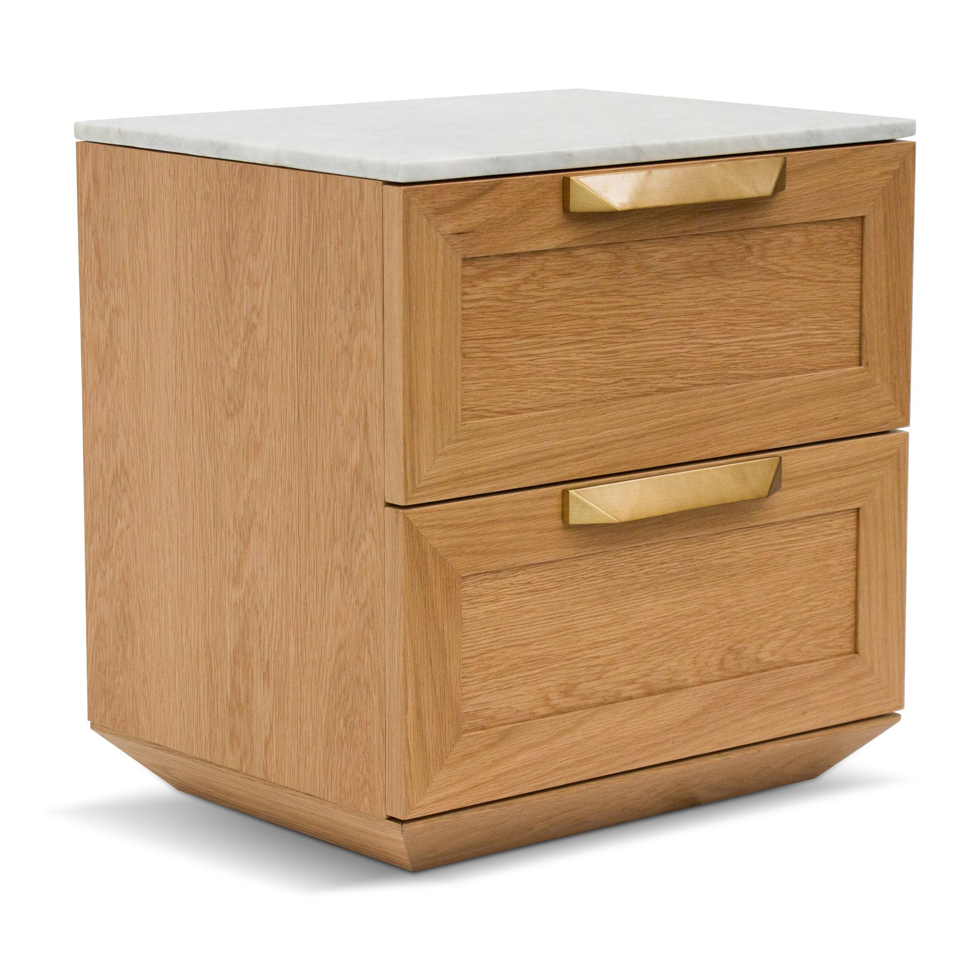 CST8235-CN Bedside Table - Natural with Marble Top - Furniture Castle