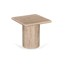 CST8713-RB 42cm Travertine Top Side Table - Natural - Furniture Castle
