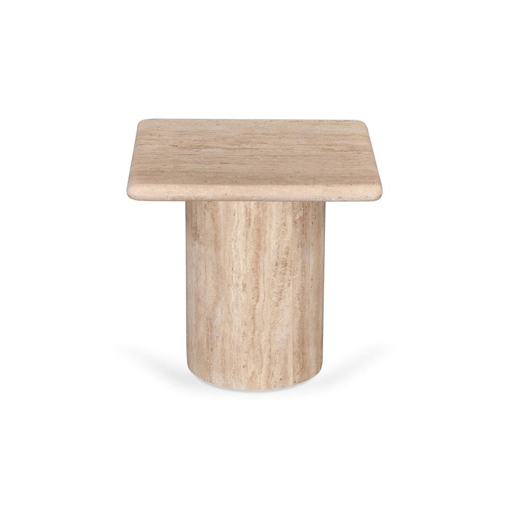 CST8713-RB 42cm Travertine Top Side Table - Natural - Furniture Castle