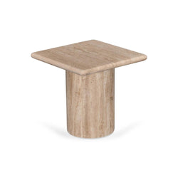 CST8713-RB 42cm Travertine Top Side Table - Natural - Furniture Castle