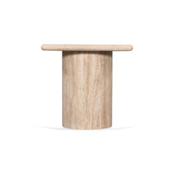 CST8713-RB 42cm Travertine Top Side Table - Natural - Furniture Castle