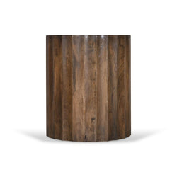 CST8723-RB 45cm Travertine Top Round Side Table - Walnut - Furniture Castle