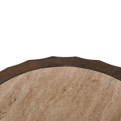 CST8723-RB 45cm Travertine Top Round Side Table - Walnut - Furniture Castle