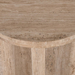 CST8728-RB 45cm Travertine Top Round Side Table - Furniture Castle