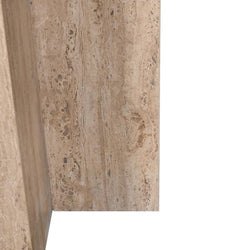 CST8728-RB 45cm Travertine Top Round Side Table - Furniture Castle