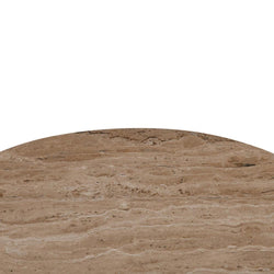 CST8728-RB 45cm Travertine Top Round Side Table - Furniture Castle