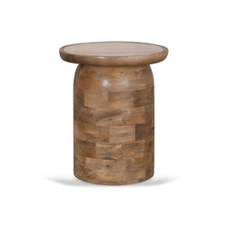 CST8733-RB 40cm Travertine Top Side Table - Natural - Furniture Castle