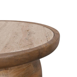 CST8733-RB 40cm Travertine Top Side Table - Natural - Furniture Castle