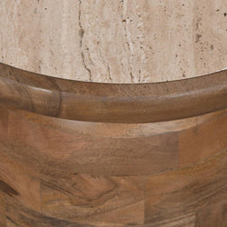 CST8733-RB 40cm Travertine Top Side Table - Natural - Furniture Castle