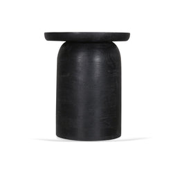CST8734-RB 40cm Travertine Top Side Table - Black - Furniture Castle