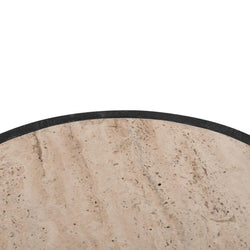 CST8734-RB 40cm Travertine Top Side Table - Black - Furniture Castle