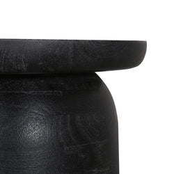 CST8734-RB 40cm Travertine Top Side Table - Black - Furniture Castle