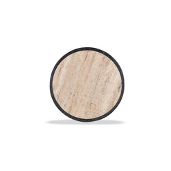 CST8734-RB 40cm Travertine Top Side Table - Black - Furniture Castle