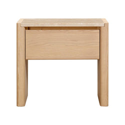 CST8742-KK 55cm Travertine Top Bedside Table - Creme Ash - Furniture Castle