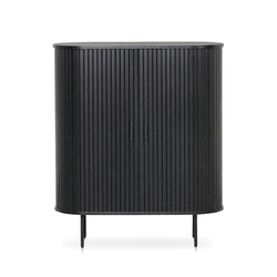 Curved Wooden Storage Cabinet - Full Black - Furniture Castle