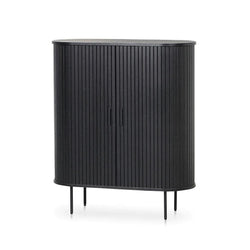 Curved Wooden Storage Cabinet - Full Black - Furniture Castle