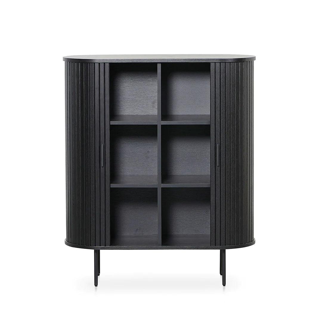 Curved Wooden Storage Cabinet - Full Black - Furniture Castle