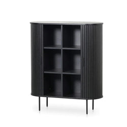 Curved Wooden Storage Cabinet - Full Black - Furniture Castle