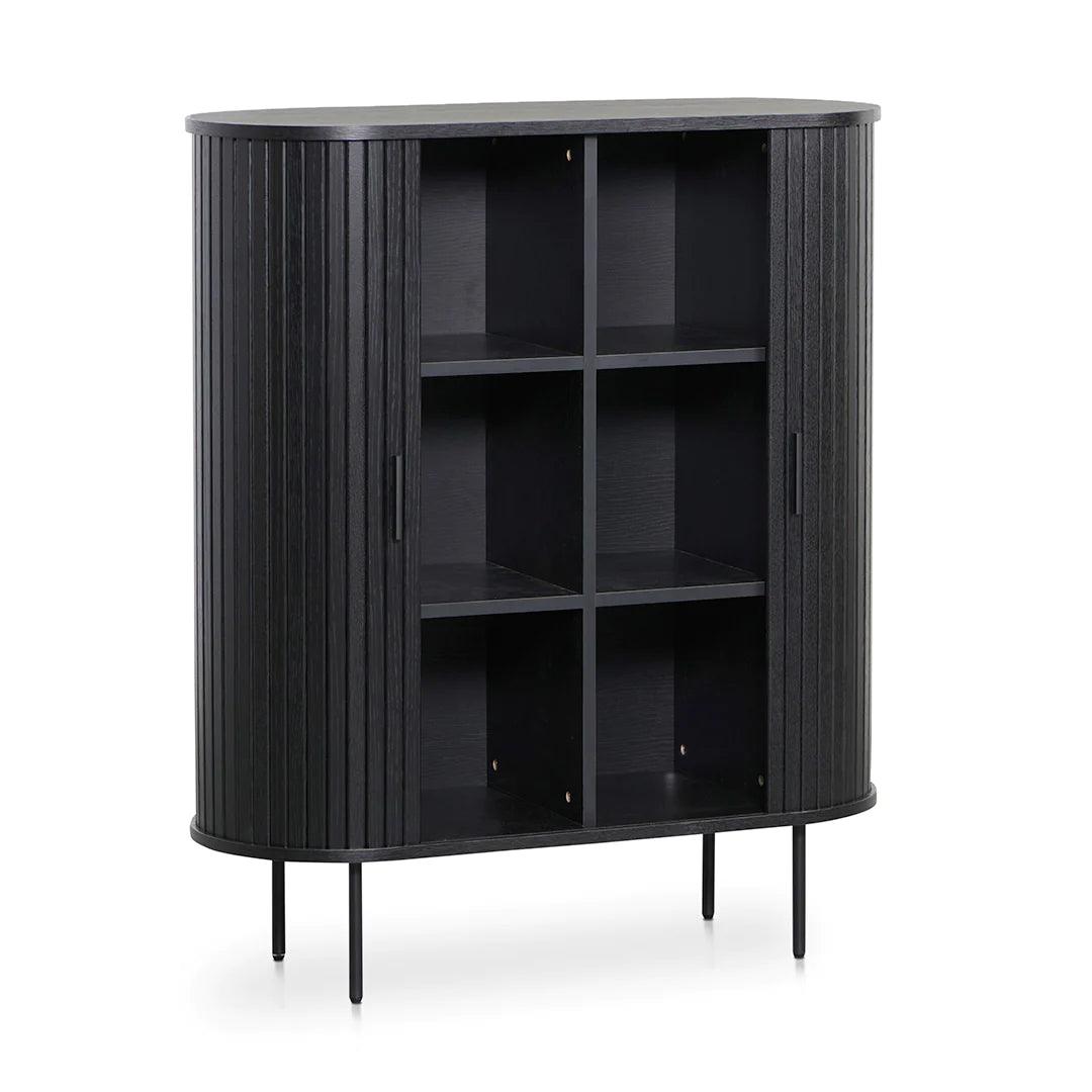 Curved Wooden Storage Cabinet - Full Black - Furniture Castle