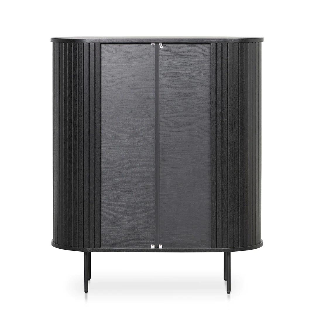 Curved Wooden Storage Cabinet - Full Black - Furniture Castle