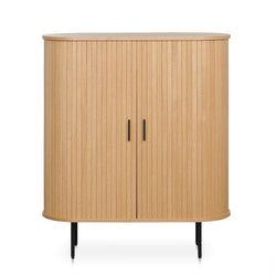 Curved Wooden Storage Cabinet - Natural - Furniture Castle