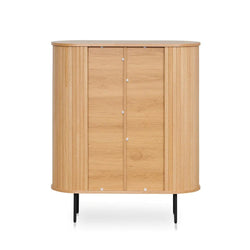 Curved Wooden Storage Cabinet - Natural - Furniture Castle