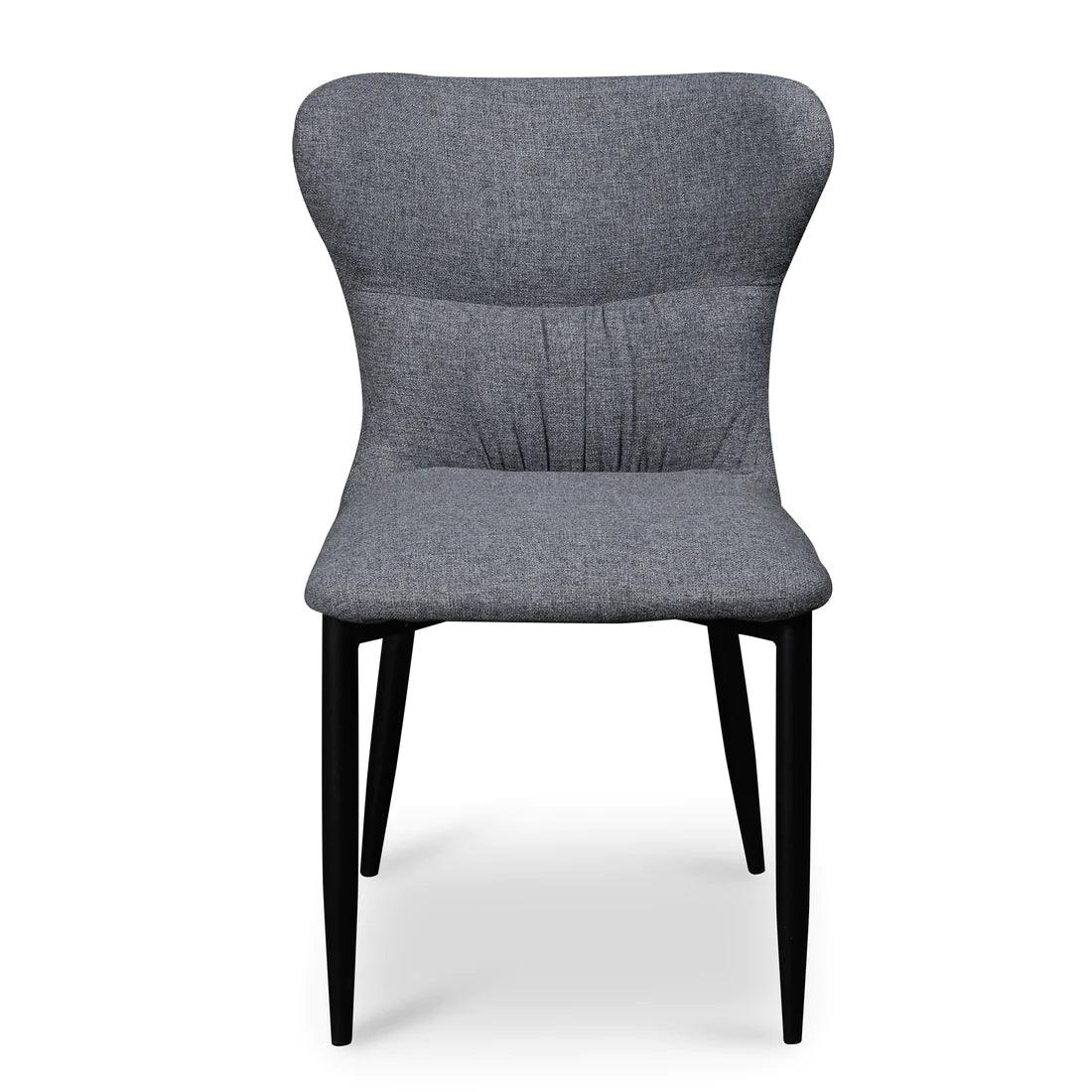 Dank Fabric Dining Chair - Pebble Grey with Black Legs Set of 4 - Furniture Castle