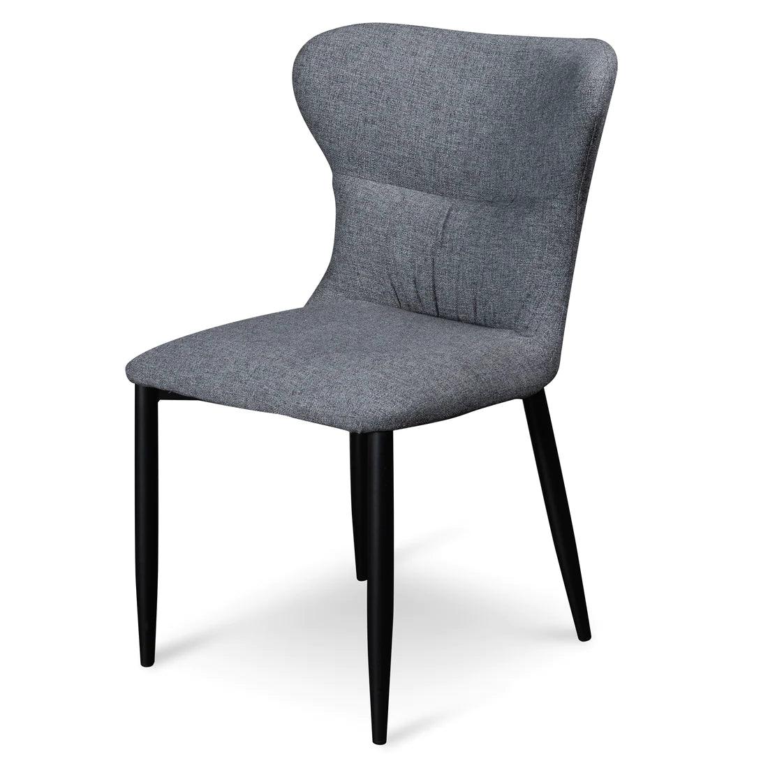 Dank Fabric Dining Chair - Pebble Grey with Black Legs Set of 4 - Furniture Castle