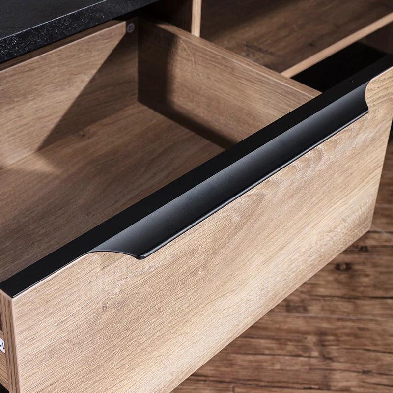 Daxton Executive Desk with Right Return 200cm - Warm Oak & Black - Furniture Castle