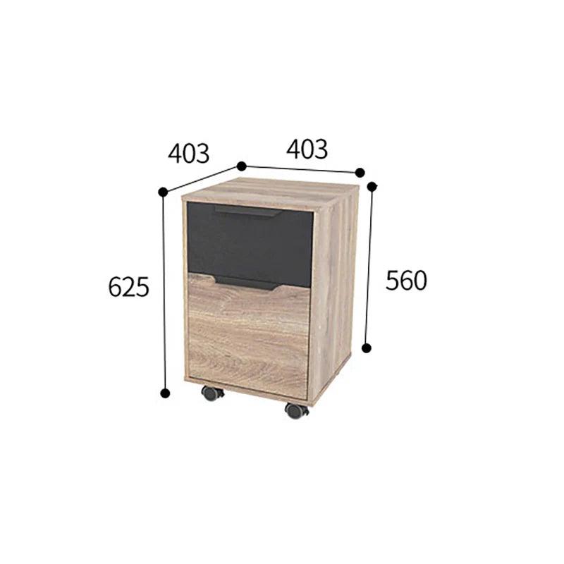 Daxton Mobile Pedestal Cabinet 41cm - Warm Oak & Black - Furniture Castle