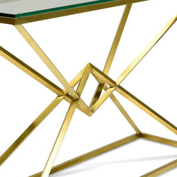 Diamond 1.2m Glass Console Table - Gold Base - Furniture Castle
