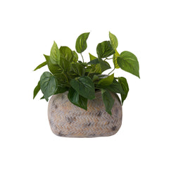 Distressed Cement Weave Vessel 25x22x15cm - Furniture Castle