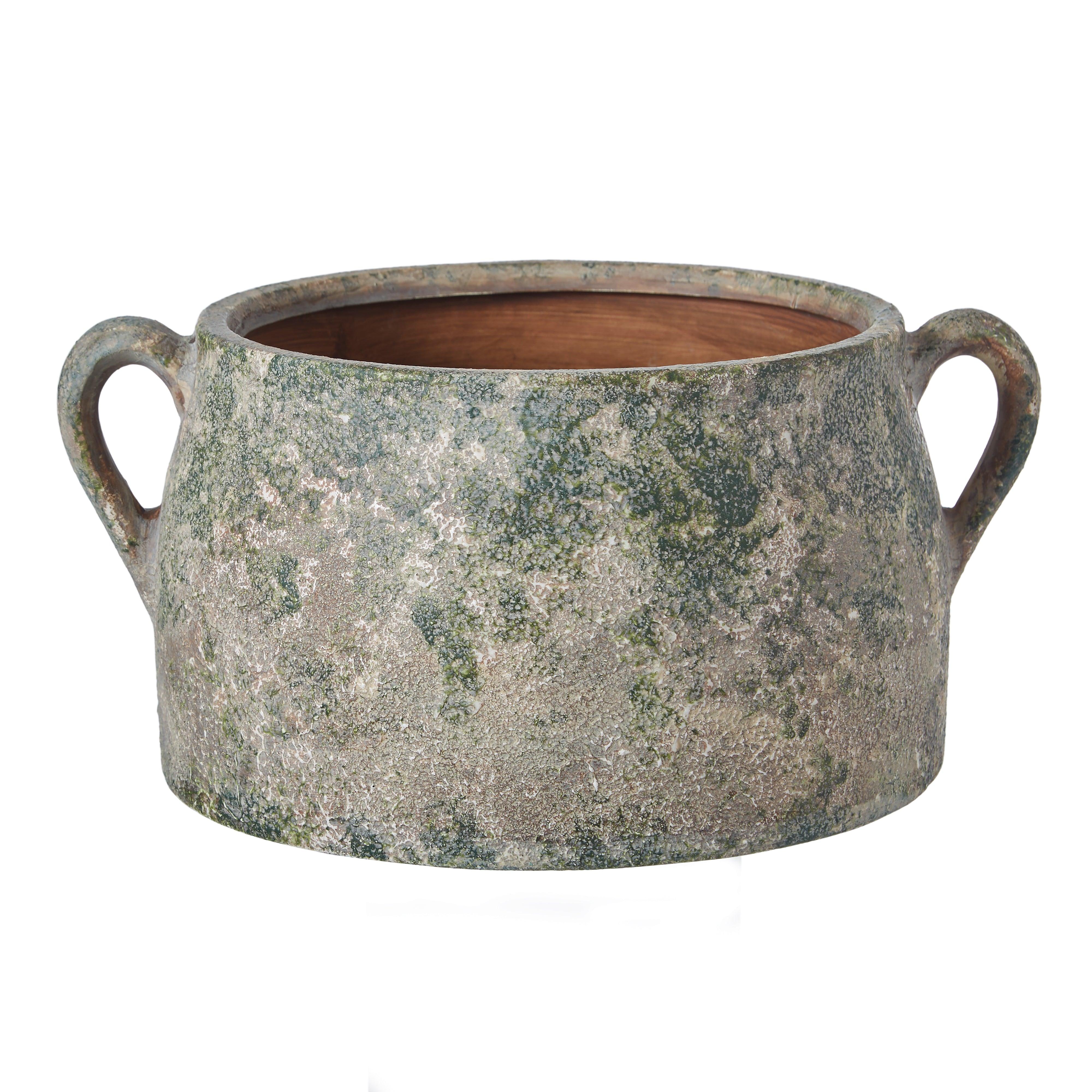 Distressed Rustic Pot Brown 29.5x24x14cm - Furniture Castle